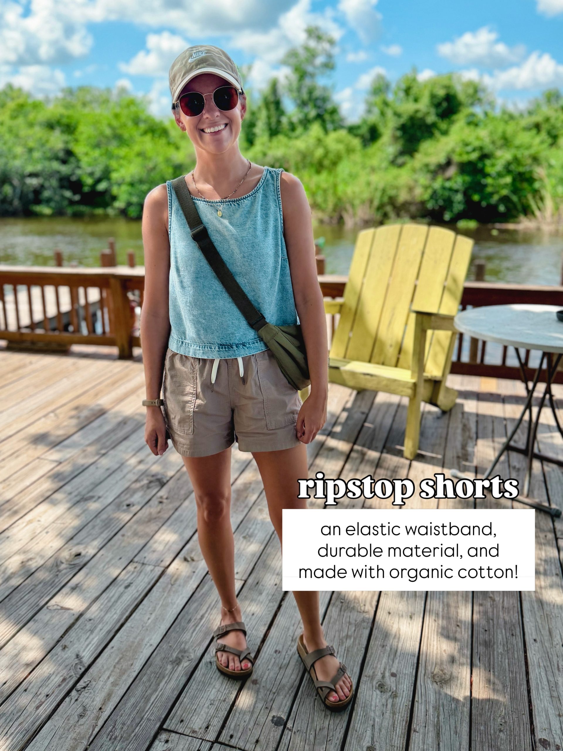 A Denim Tank with Ripstop Shorts for Casual Outdoor Comfort
